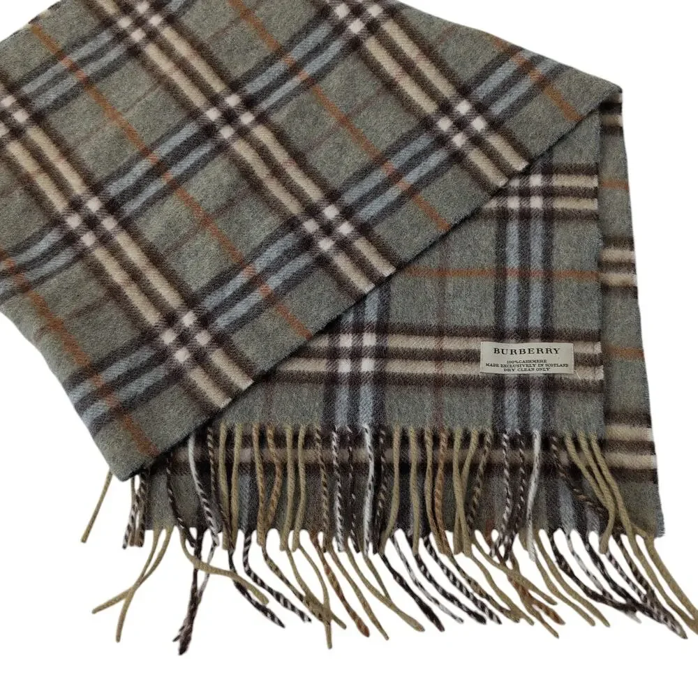 Burberry 100% Cashmere Scotland Brown Beige Tan Nova Check Plaid Neutrals
